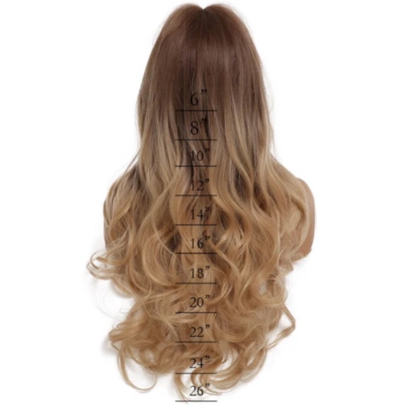 24" Long Curly Wavy Brown Ombre Wig Bangs Glueless Cosplay Costume LC8074-4 - Picture 8 of 8